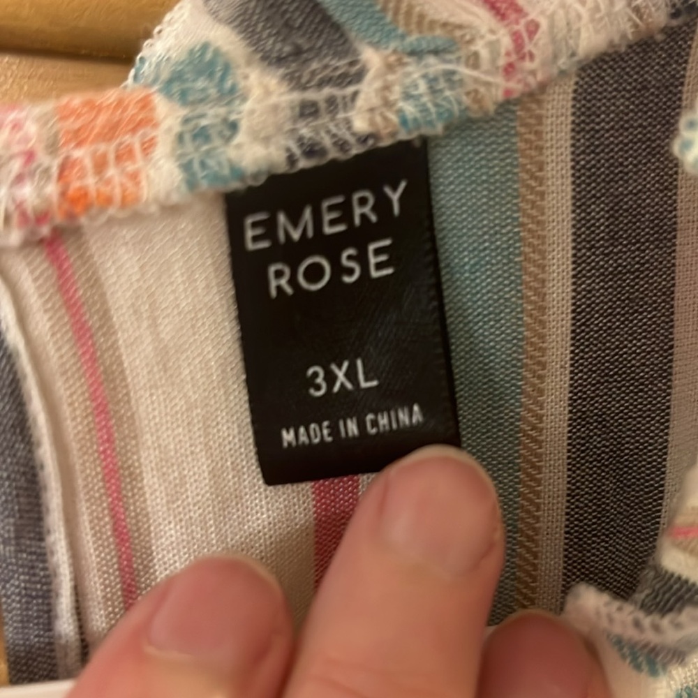Emery Rose Striped Multicolor Dress with Lace Detail size 3X - Picture 3 of 5